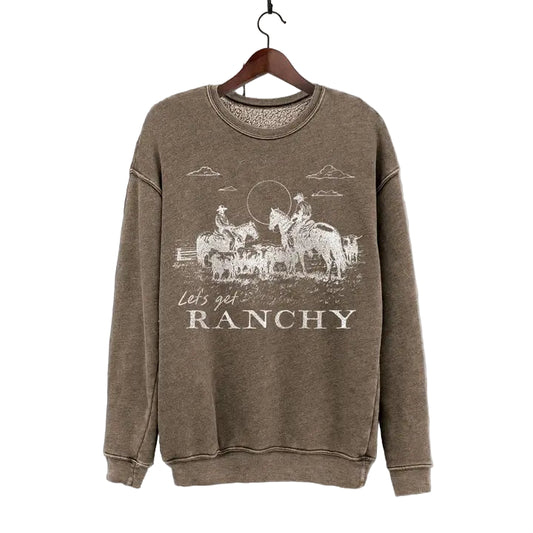 Women's Long Sleeve Let's Get Ranchy Sweatshirt - Mineral Brown
