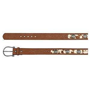 Catchfly Ladies Belt Brown W/ Cowhide inlay & Conchos