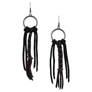 Earrings Genuine Suede Braid & Fringe