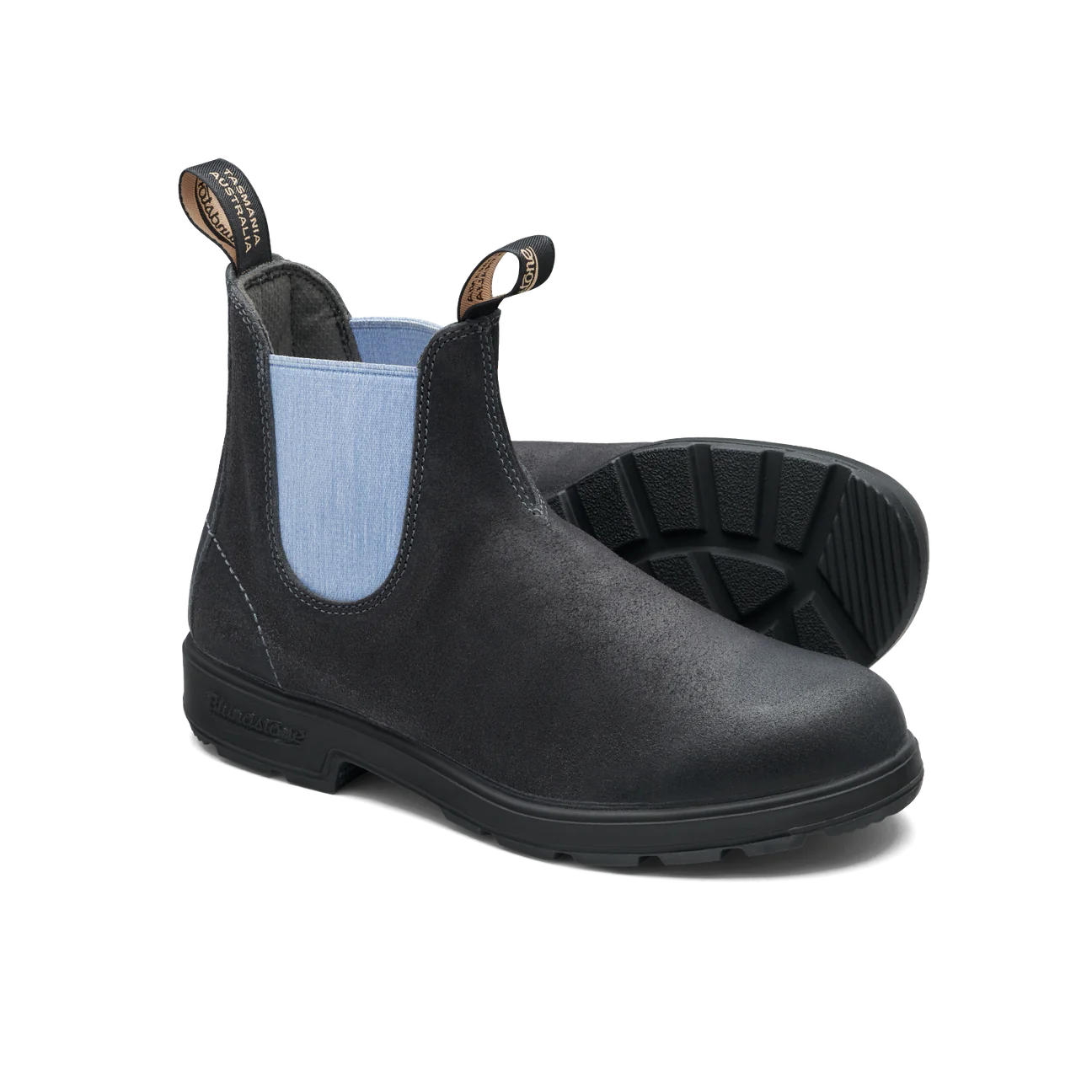 **Blundstone Unisex #2209 Original Boots - Steel Grey Waxy Suede w/Pale Denim Elastic