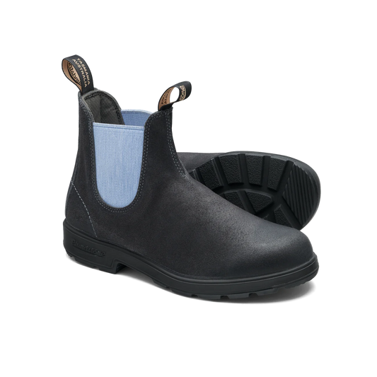 **Blundstone Unisex #2209 Original Boots - Steel Grey Waxy Suede w/Pale Denim Elastic
