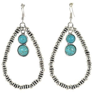 Justin Beaded Teardrop Earrings w/Turquoise Colored Stones