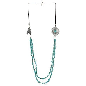 Justin Turquoise Colored Nugget Necklace w/Charms