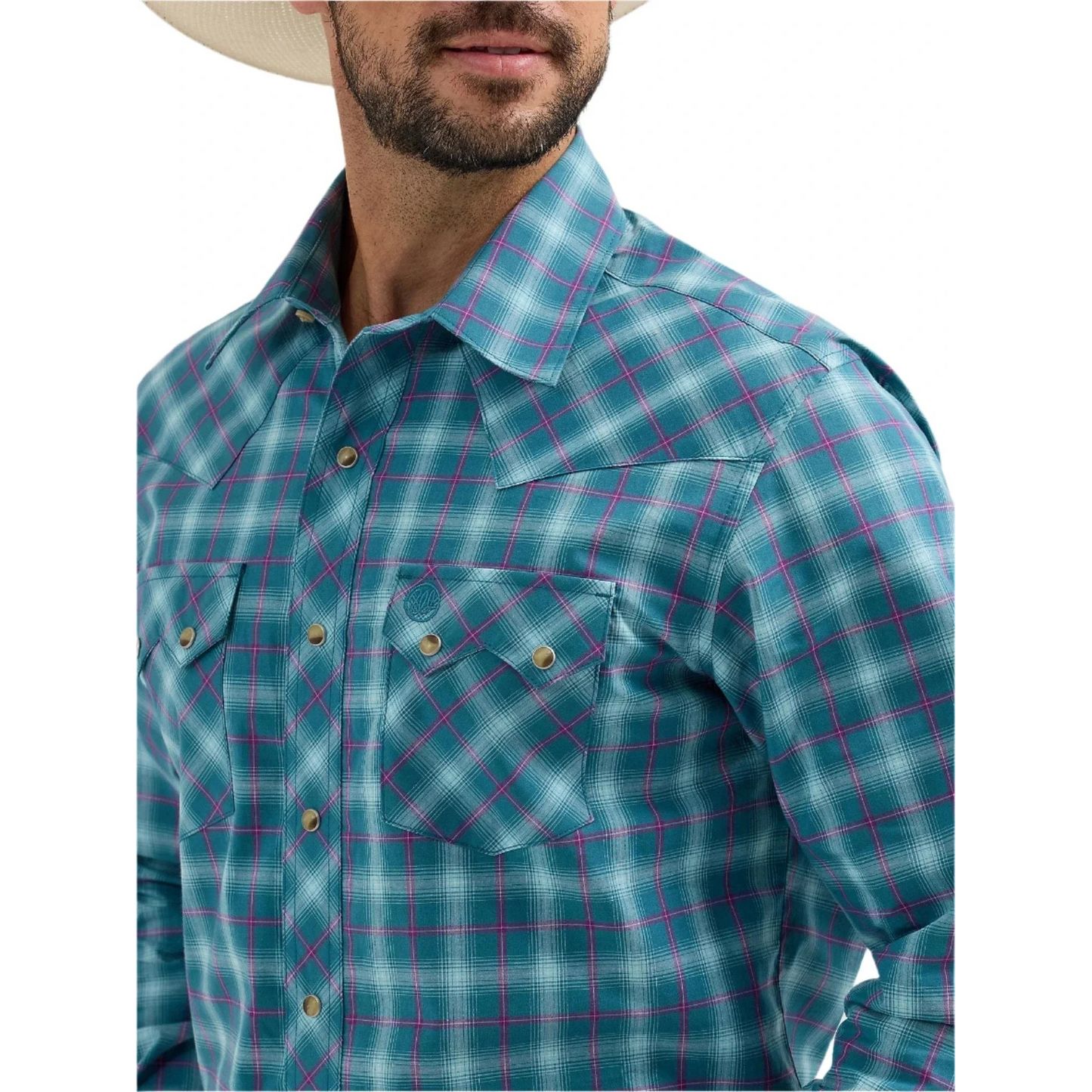 Wrangler Men's Retro Long Sleeve Modern Fit Shirt - Turquoise
