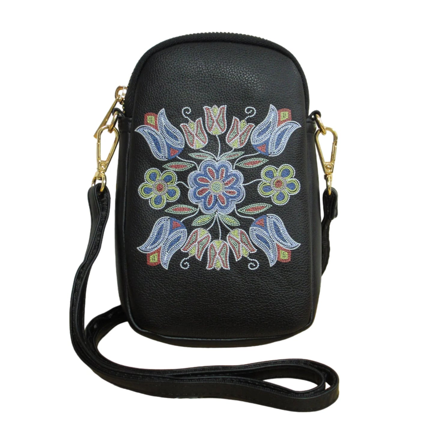 Deb Malcolm Silver Threads Phone Bag- Black