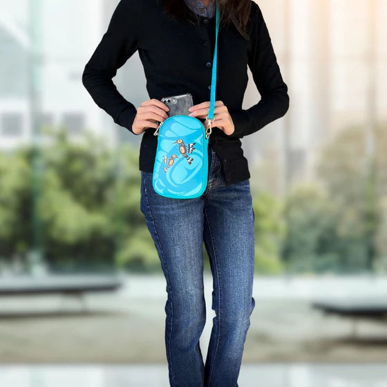 Francis Dick Hummingbird Phone Bag- Blue