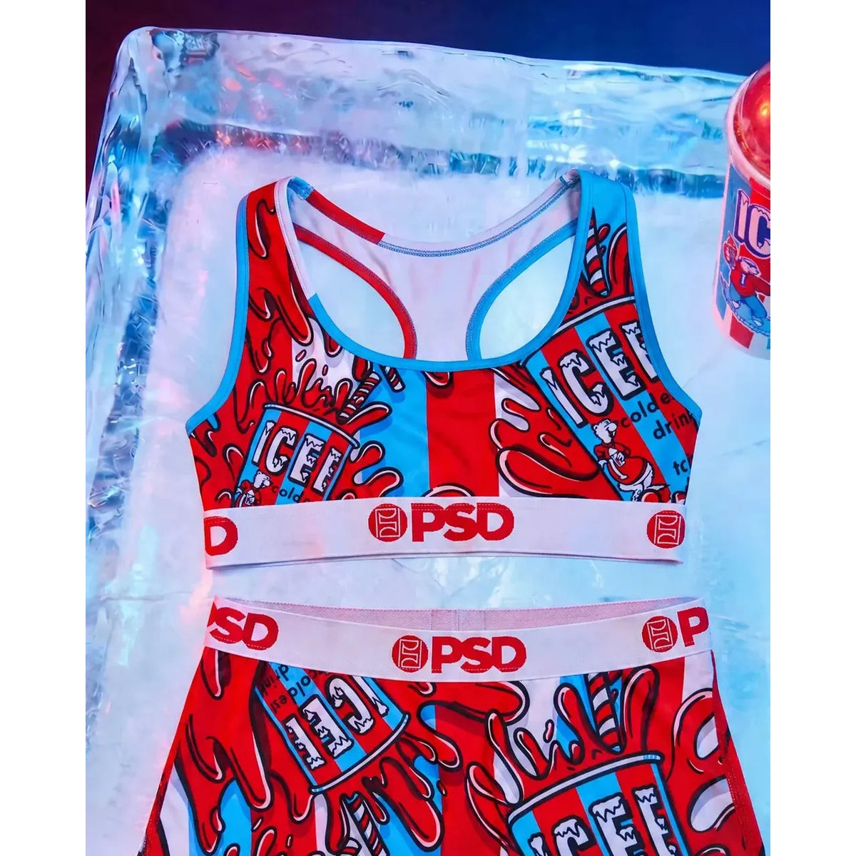 PSD Underwear Women's "Icee" Freeze Sports Bra - Red/Blue/White