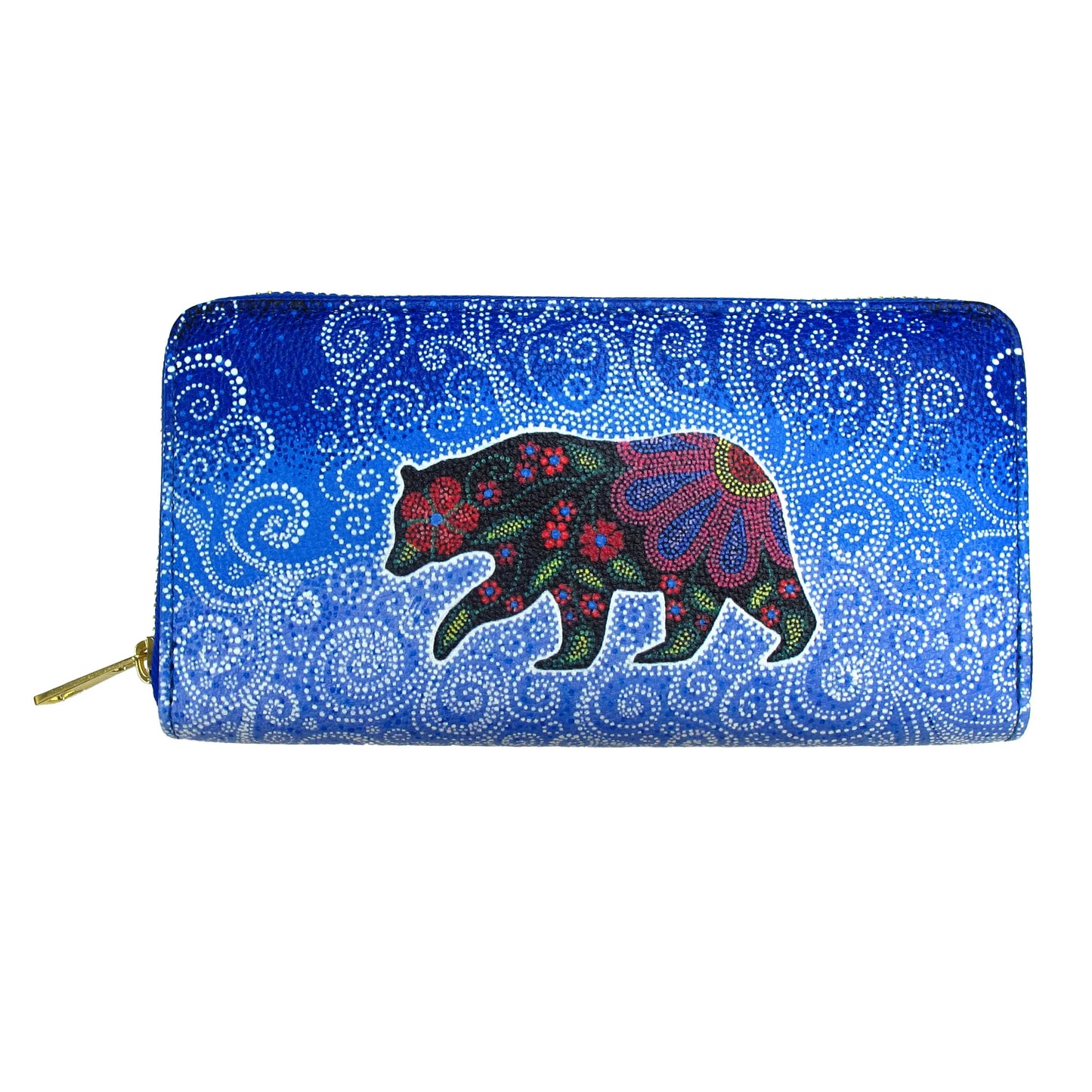 Kim McDonough Celestial Bear Zip Around Wallet- Blue