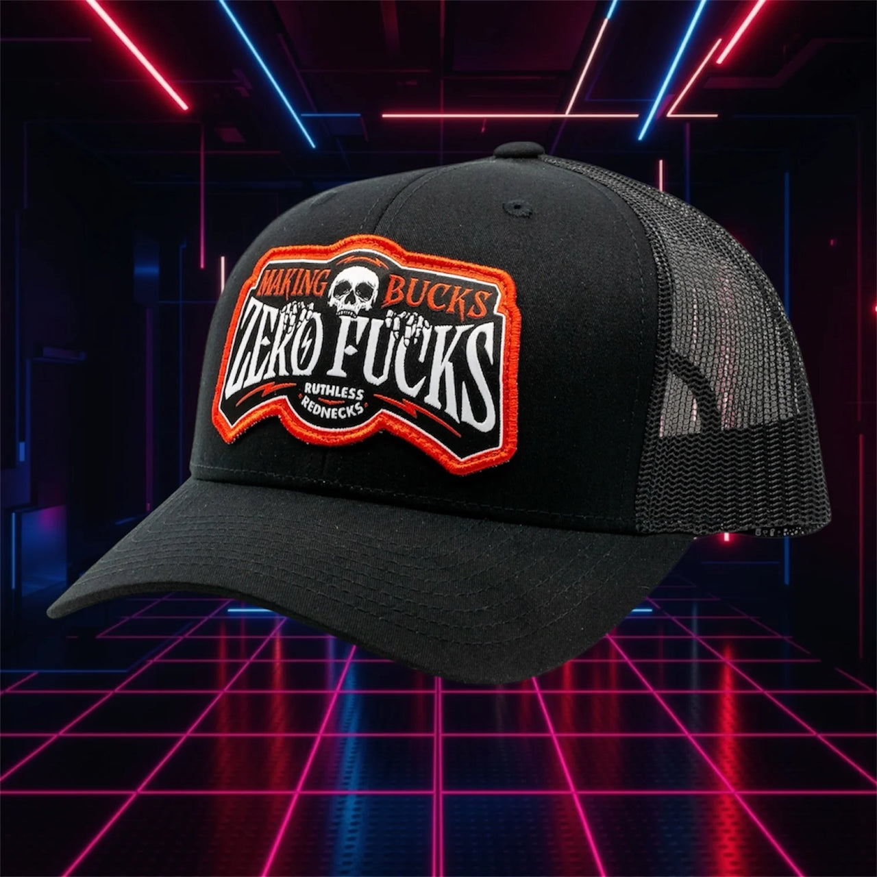 Ruthless Rednecks MBZF Creeper Curved Brim Cap- Black