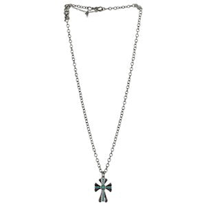 Justin Cross Necklace w/Turquoise Enamel Accent