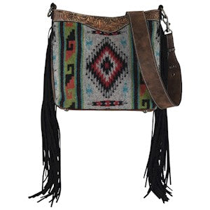 Justin Women's Crossbody Purse - Southwestern Blanket w/Tooling