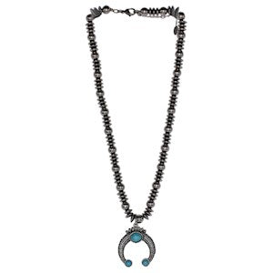 Justin Bead Chain Necklace - Round &amp; Saucer Beads w/Naja Pendant