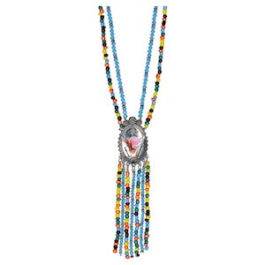 Justin 2 Beaded Strand Desert Portrait in Steer Frame Necklace - Bead Fringe