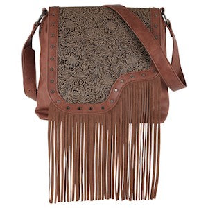 Catchfly Crossbody Asymmetrical Tooled Yok w/ Fringe