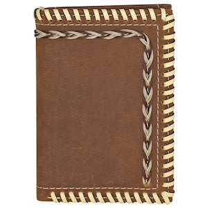 Justin Men's Trifold Wallet w/Whip Stitch & Horse Hair