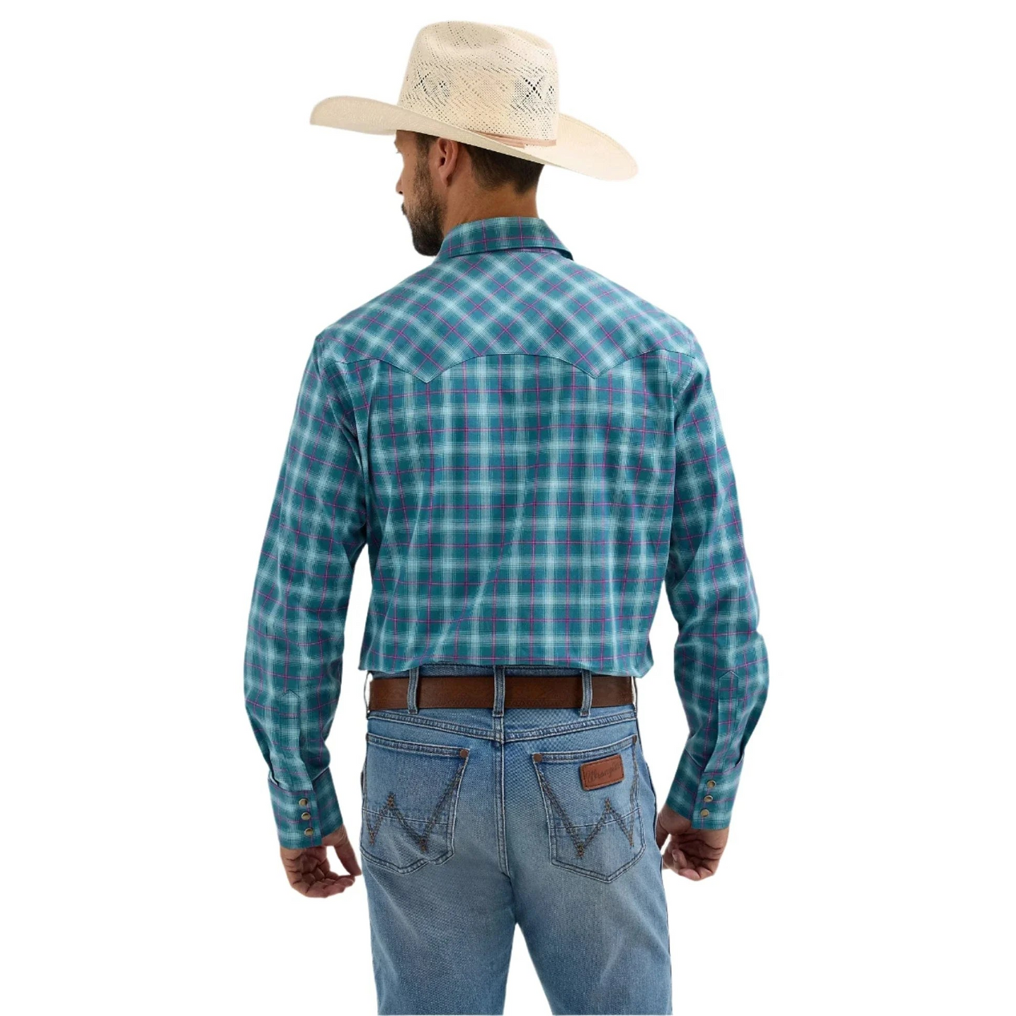 Wrangler Men's Retro Long Sleeve Modern Fit Shirt - Turquoise