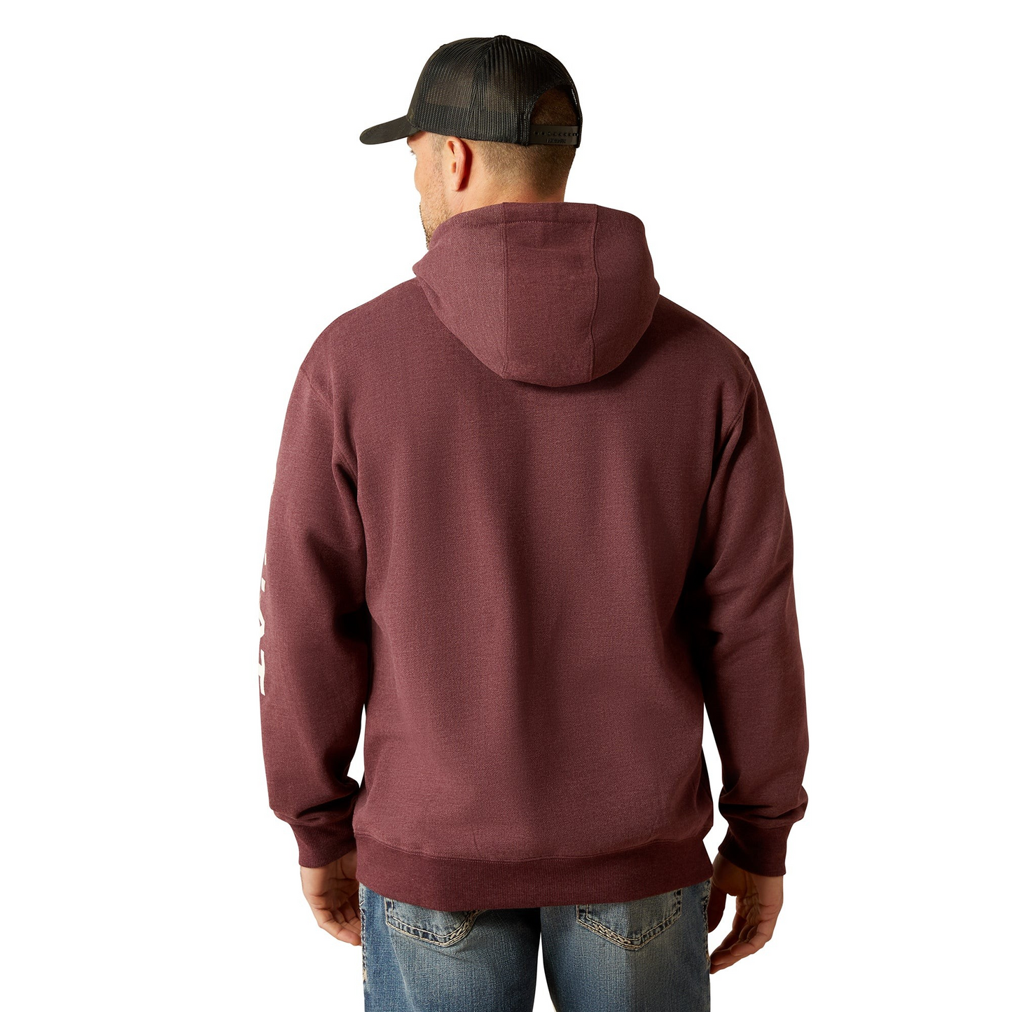 Ariat Men's Logo Long Sleeve Hoodie - Malbec Heather/Soft White