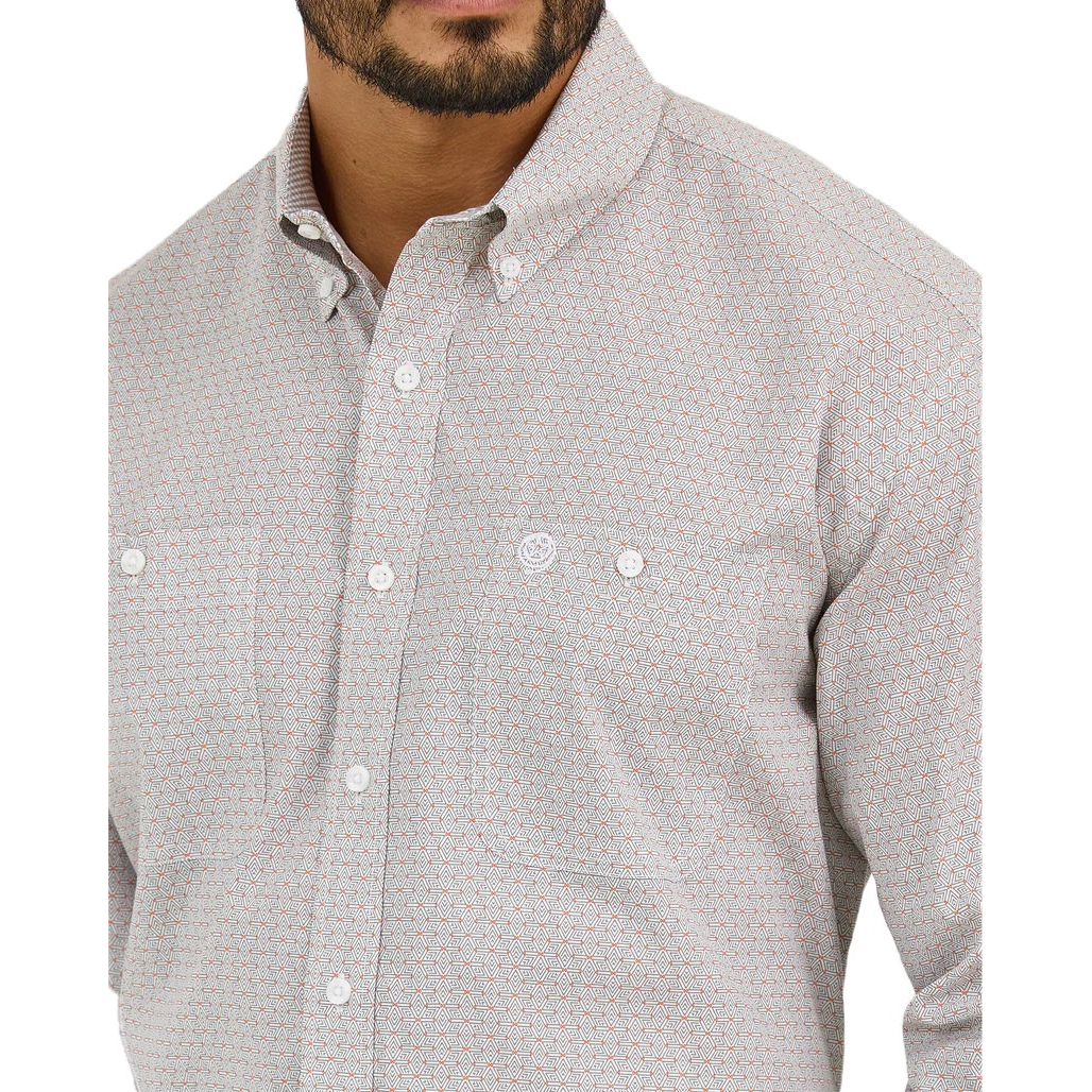 Wrangler Men's George Strait Collection Long Sleeve Shirt - Grey Fence