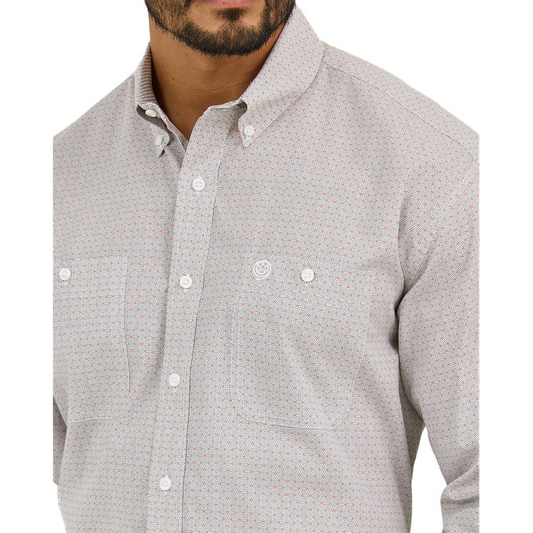 Wrangler Men's George Strait Collection Long Sleeve Shirt - Grey Fence