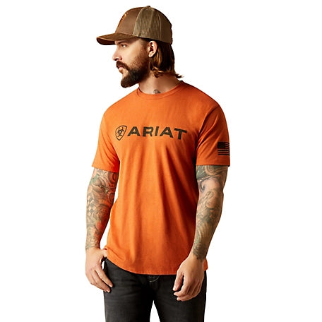 Ariat Men's Shield Flag Short Sleeve Graphic Tee Shirt - Adobe Heather