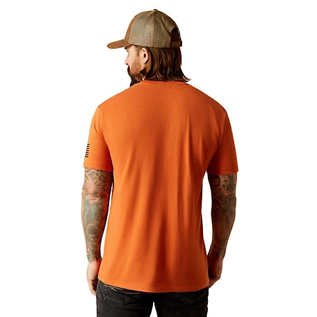 Ariat Men's Shield Flag Short Sleeve Graphic Tee Shirt - Adobe Heather