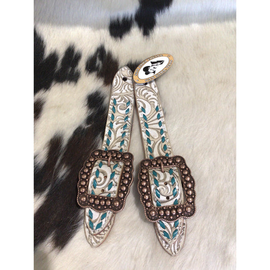 San Saba Wide Floral Print Spur Strap w/Buckstitch