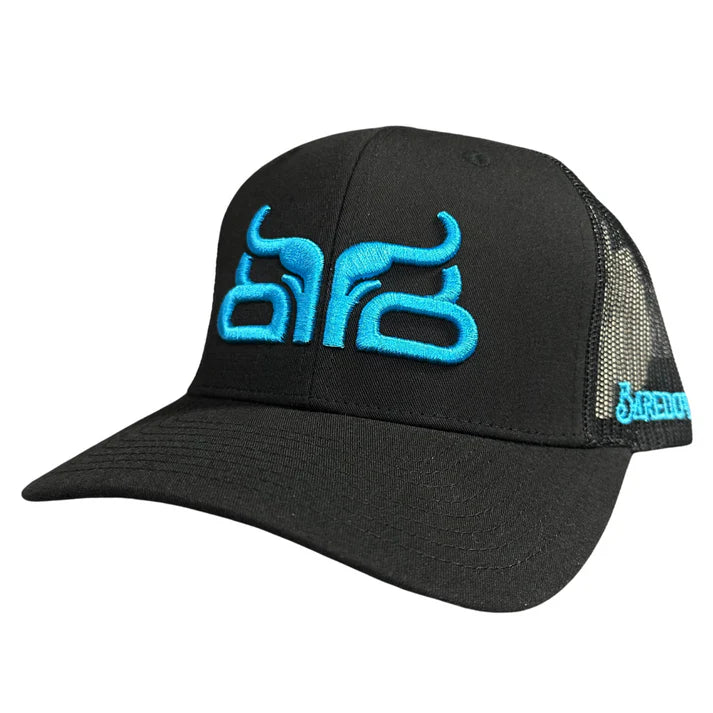 Baredown Brand Cow Boss Curved Bill Cap - Black/Turquoise