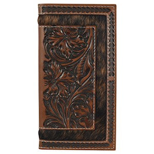 Justin Men's Tooled Hair-On Rodeo Wallet - Brown