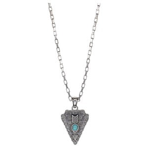 Justin Arrowhead & Arrow Necklace - Faux Turquoise on Rolo Chain