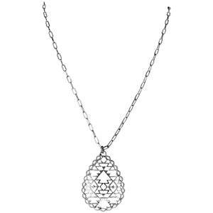 Justin Women's Paperclip Chain Southwest Filigree Teardrop Pendant Necklace - Silver
