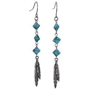 Justin Women's Dangle Square Drop Earrings - Silver/Turquoise