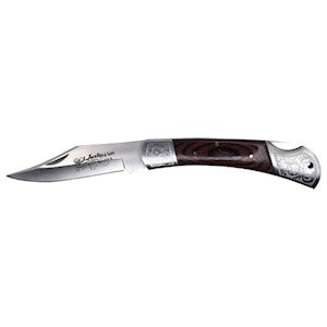 Justin Etched Folding Knife - Wood