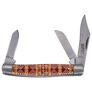 Justin 3-Blade Aztec Stockman Knife - Tan/Red