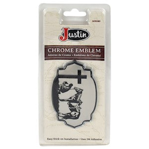 Justin Stick-On Chrome Emblem - Praying Cowboy