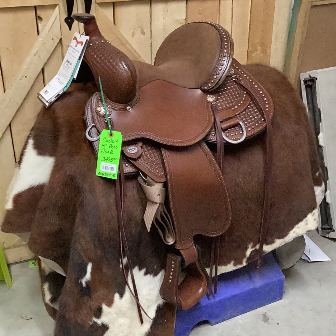 Circle Y 14"  Reno Flex 2 Trail Saddle - Spots