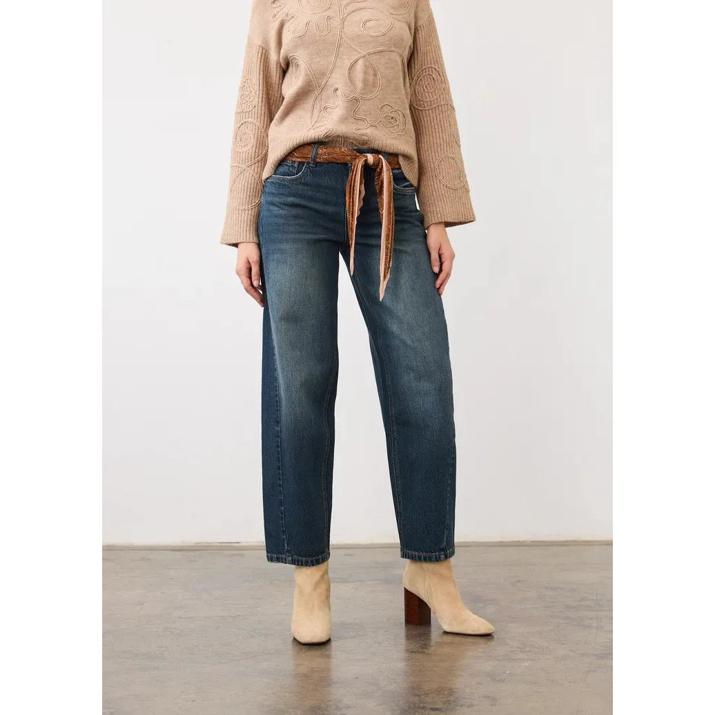 FDJ Women's Girlfriend Barrel Leg Jeans - Dark Wash