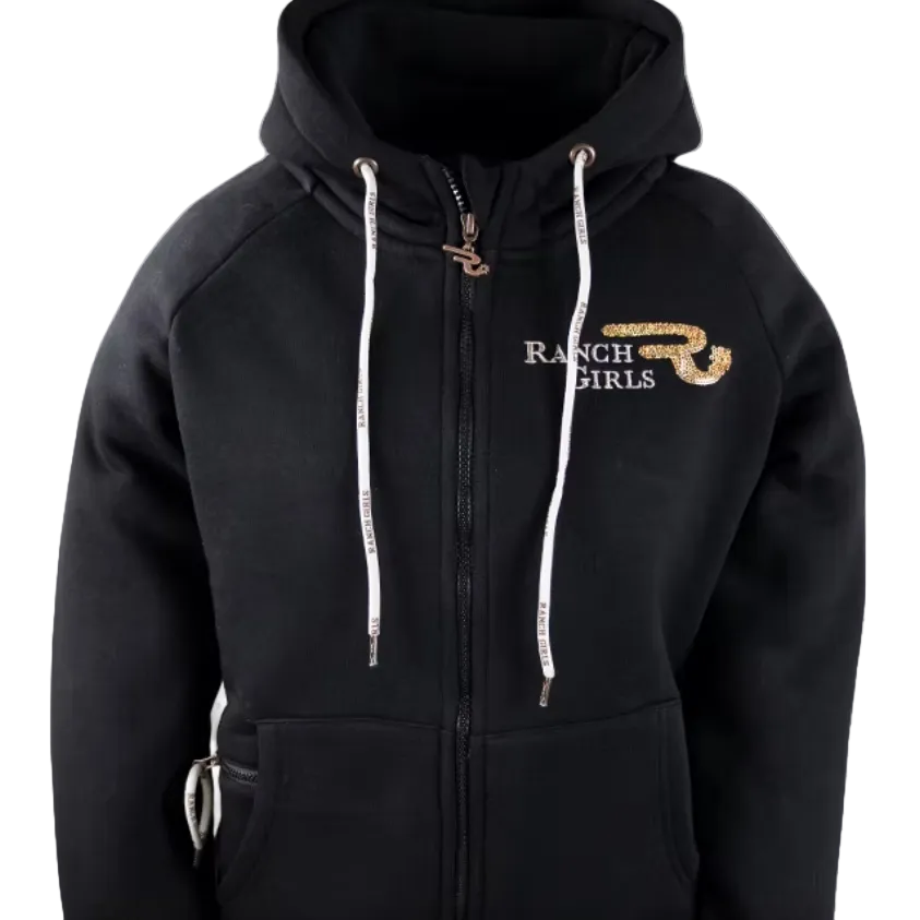RG Women's Shiny Hooded Sweatshirt Jacket - Black