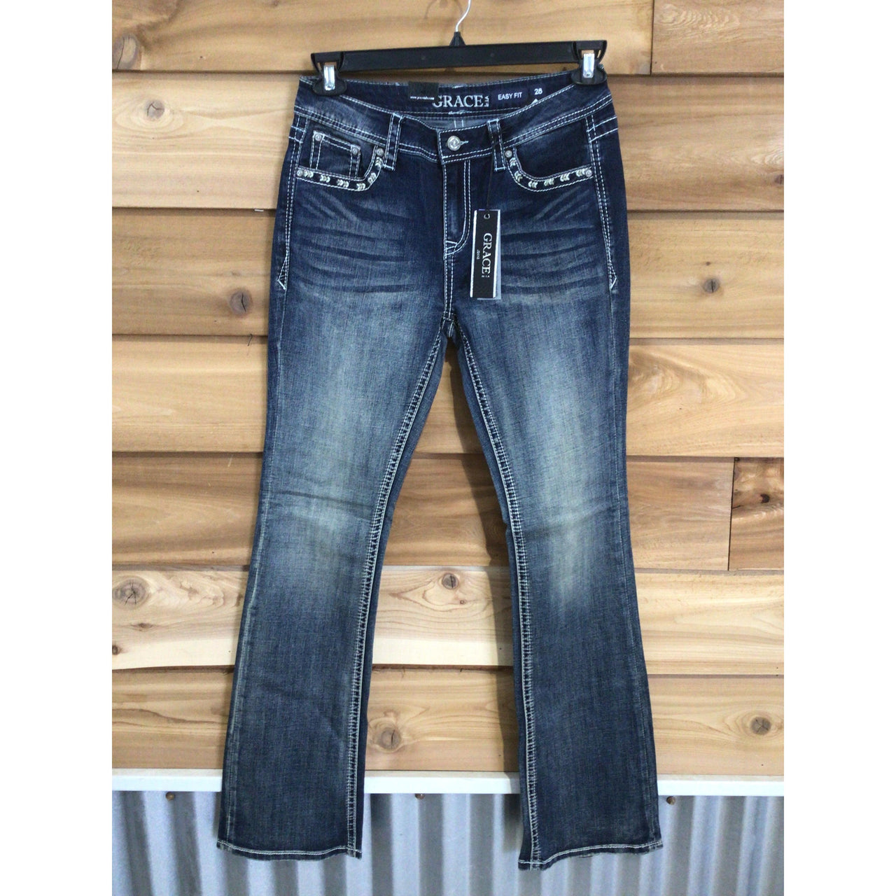 Grace in LA Women's Steer Head Detail Western Jeans