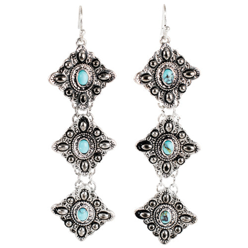 Justin Diamond Conchos with Turquoise Stone Earrings