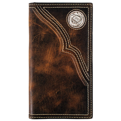 Justin Oiled Leather Rodeo Wallet -Trapunto with Concho