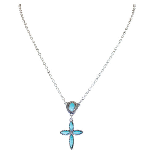 Justin Pendant with Stone Cross Necklace- Turquoise