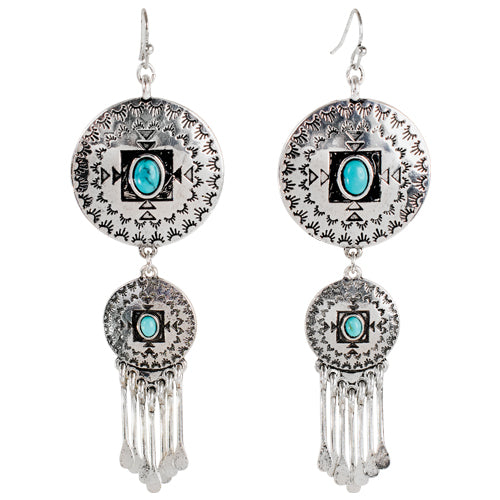 Justin Concho Pendant Chandelier with Stones Earrings