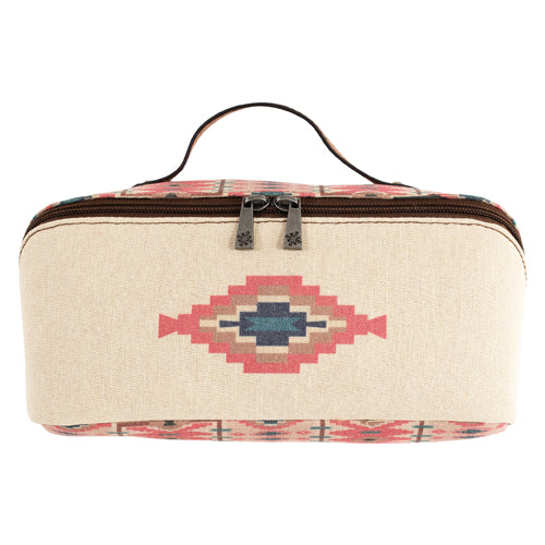 Catchfly Canvas Coral Southwest Design Cosmetic Case