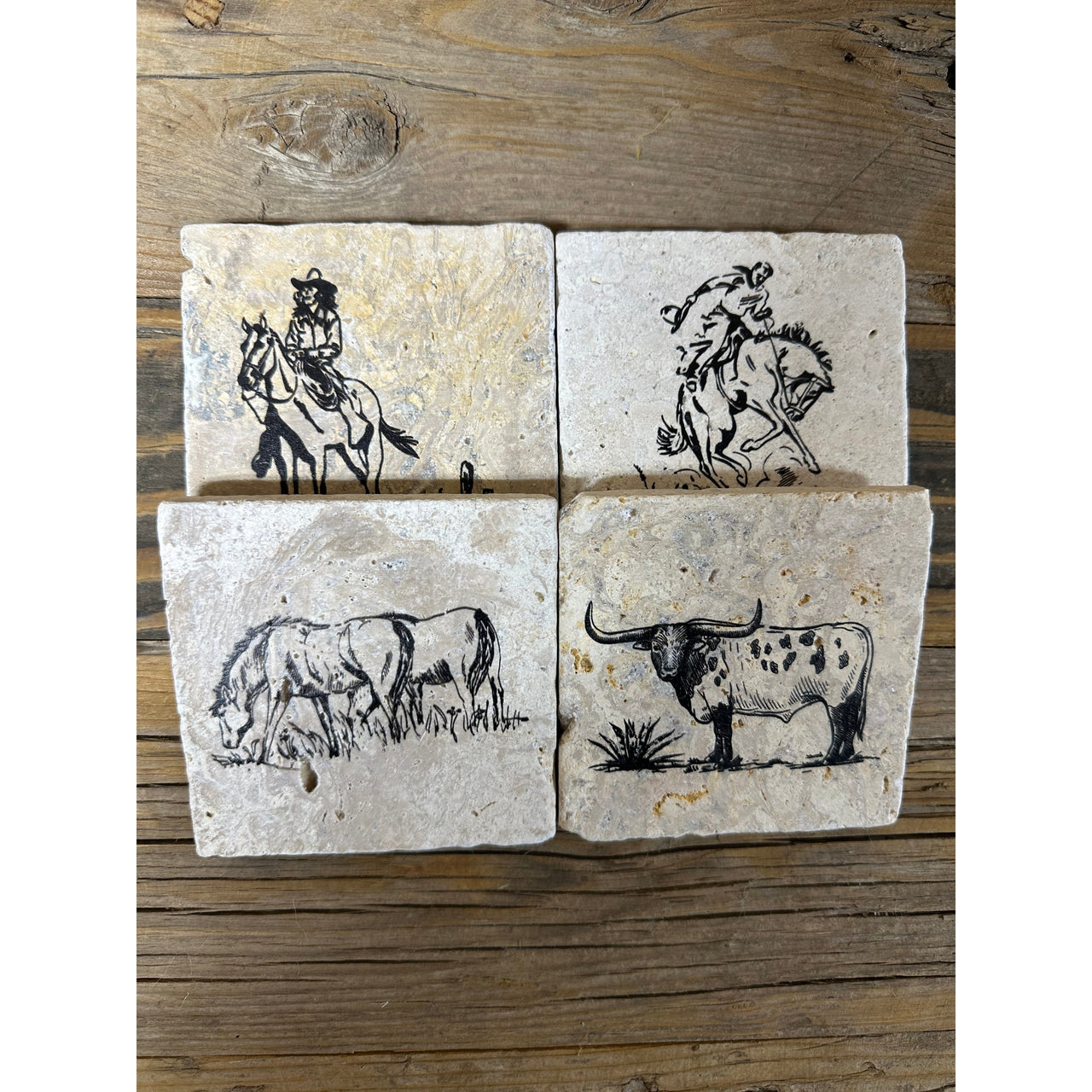 HiEnd Accents Ranch Life Coaster Set - 4 piece - 4"x4"