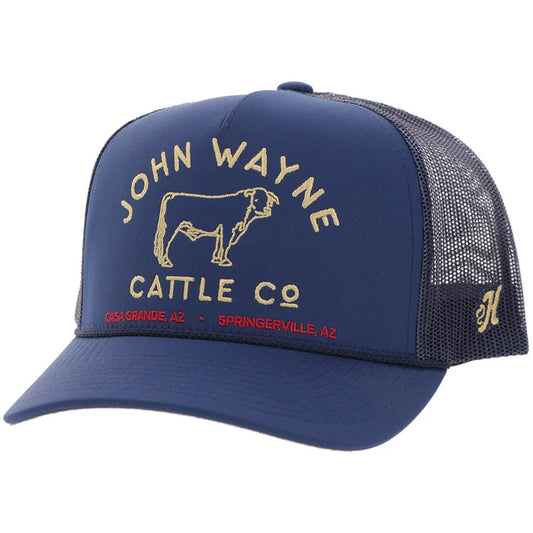 Hooey John Wayne Curved Bill w/ Yellow Stitching Trucker Cap - Navy