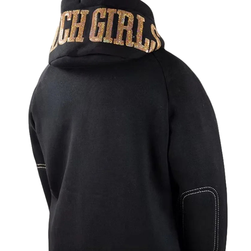 RG Women's Shiny Hooded Sweatshirt Jacket - Black