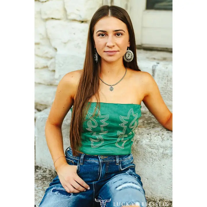 Lucky & Blessed Women's Jade Corset Top With Embroidery Detail - Camel