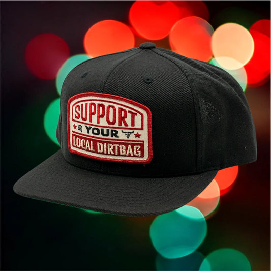 Ruthless Rednecks Support Your Local Dirtbag Flat Brim Cap - Black