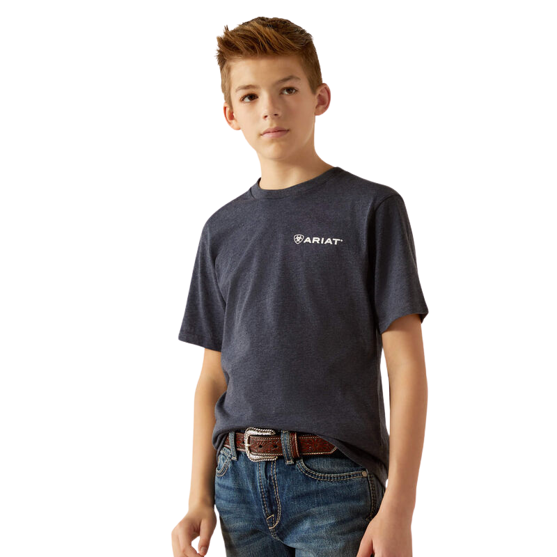 Ariat Boy's Camo Patriot Short Sleeve T-Shirt - Navy Heather