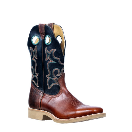 Boulet Men's Wide Square Toe Western Boots - Freeport Burnt Maple/Tianjin Black